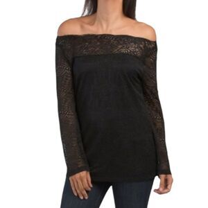 Adiva Lacey Long Sleeve Top Whimsygoth Romantic Womens Large Black NWT